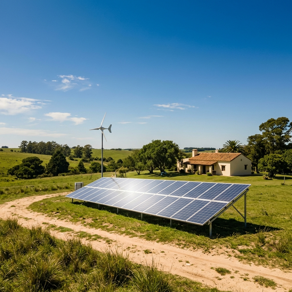 Paneles solares instalados en el campo